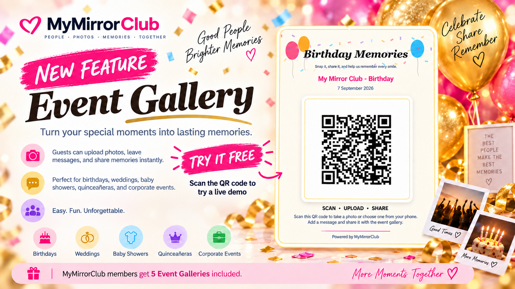 Event Photo Gallery with QR Code: Collect Guest Photos & Messages