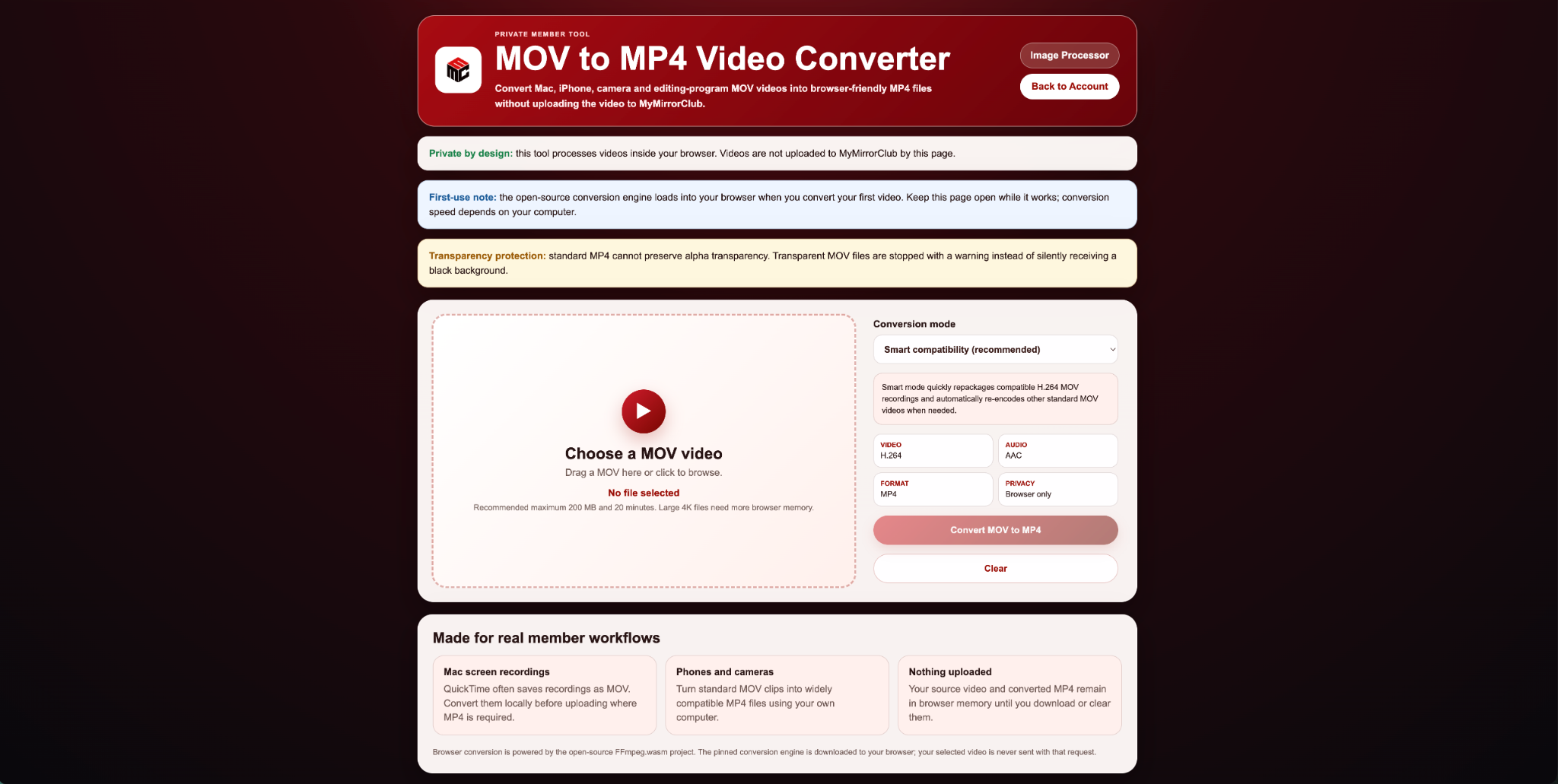 Convert MOV to MP4 Online in Your Browser Without Uploading