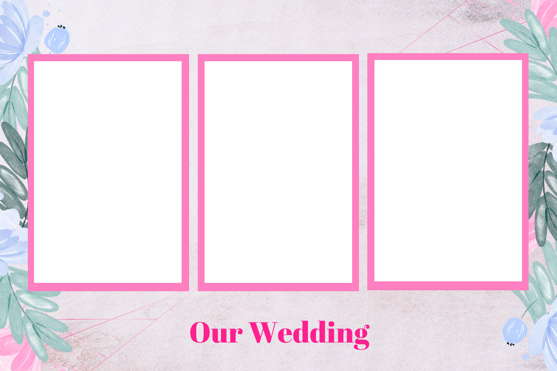 Pink floral wedding photo booth template from MyMirrorClub