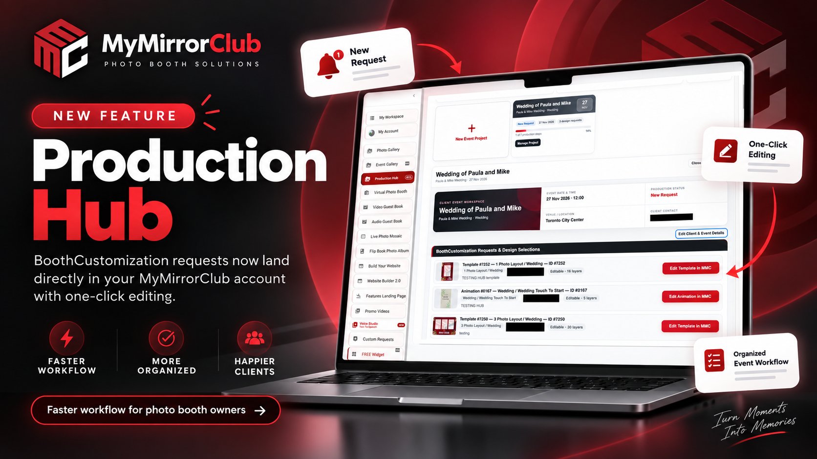 Photo Booth Customization Widget: Send Client Template & Animation Requests Directly to MyMirrorClub
