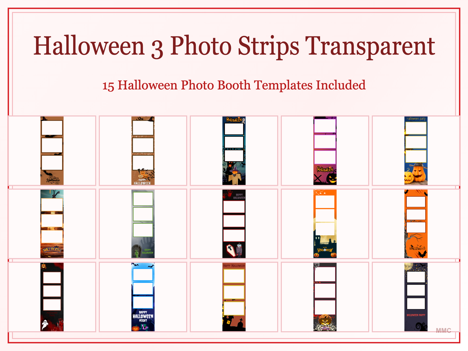 Halloween 3 Photo Strips Transparent 15 Templates Box Set