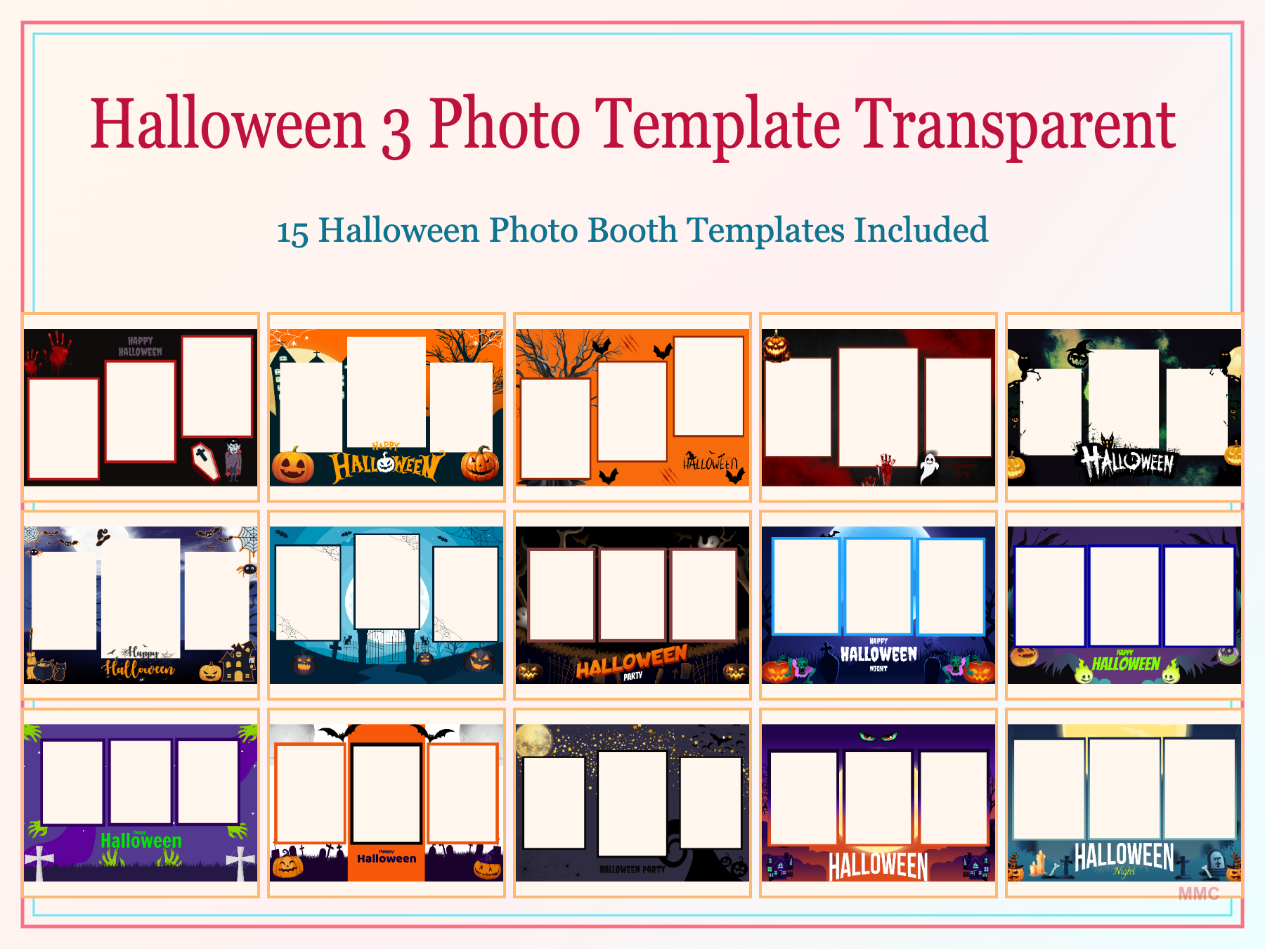 Halloween 3 Photo Transparent 4x6 15 Templates Box Set 2