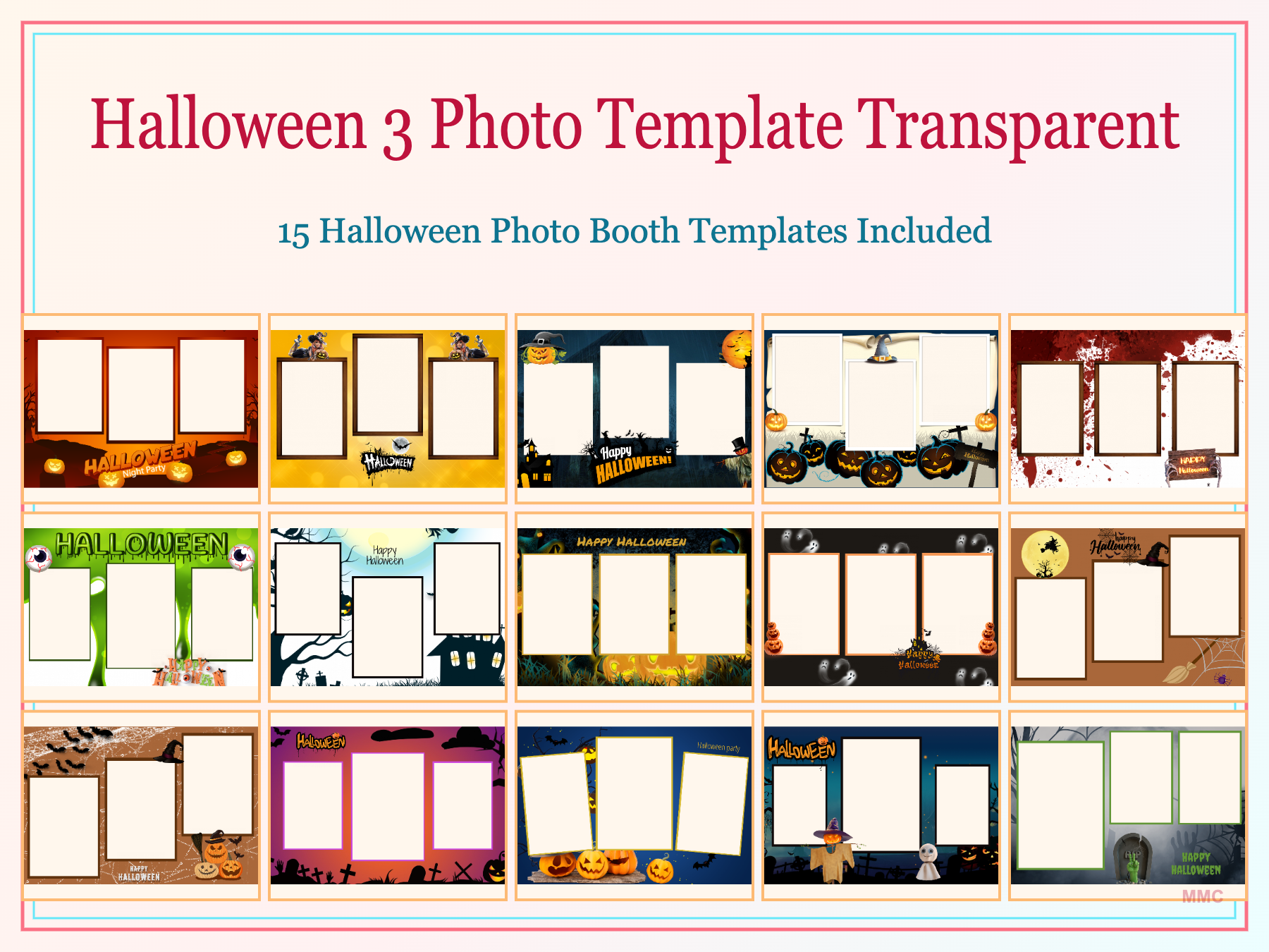 Halloween 3 Photo Transparent 4x6 15 Templates Box Set